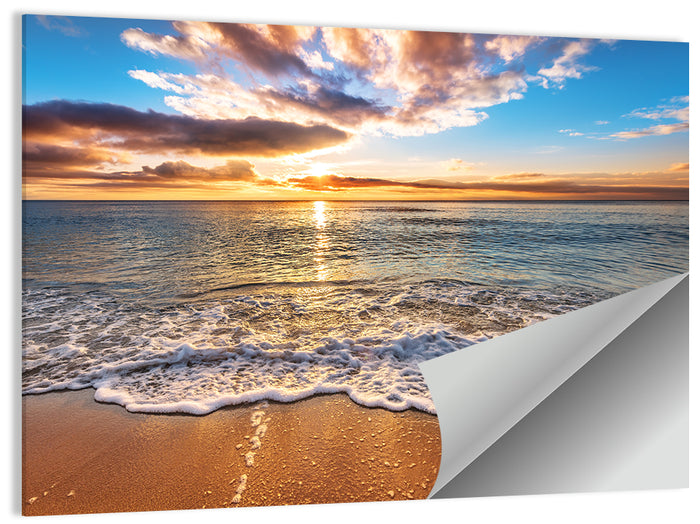 Golden Beach Sunrise Wall Art as a poster print