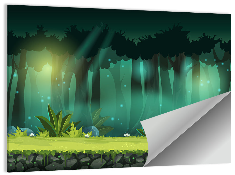 Enchanted Digital Forest Landscape Wall Art