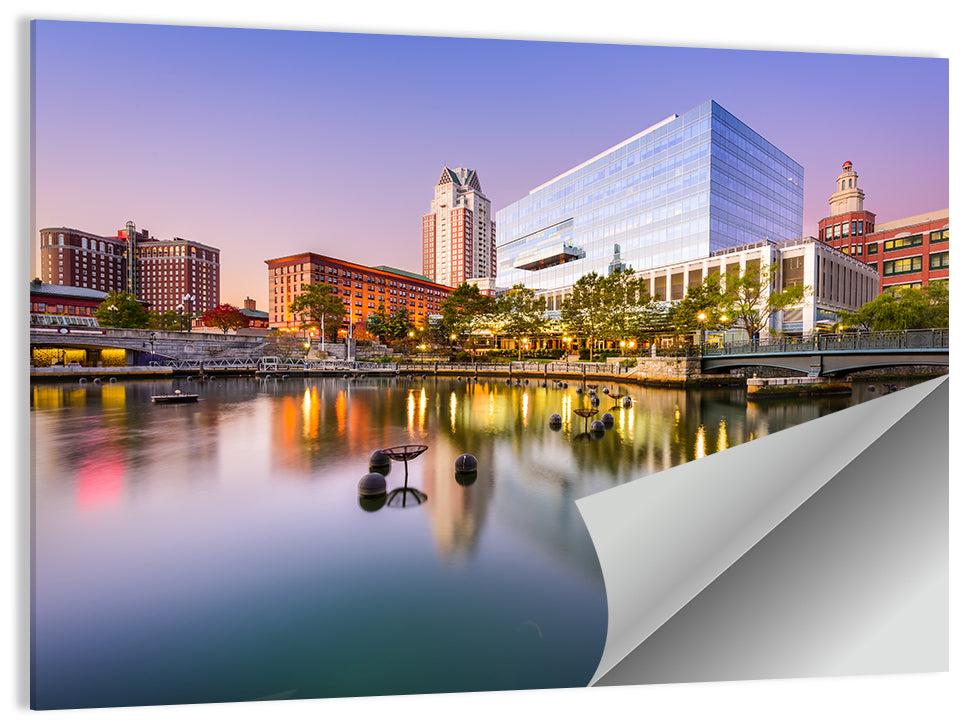 Providence River Skyline at Twilight Wall Art