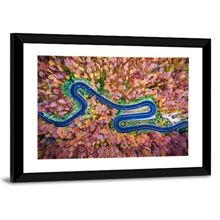 Aerial Winding Road Wall Art as a framed print