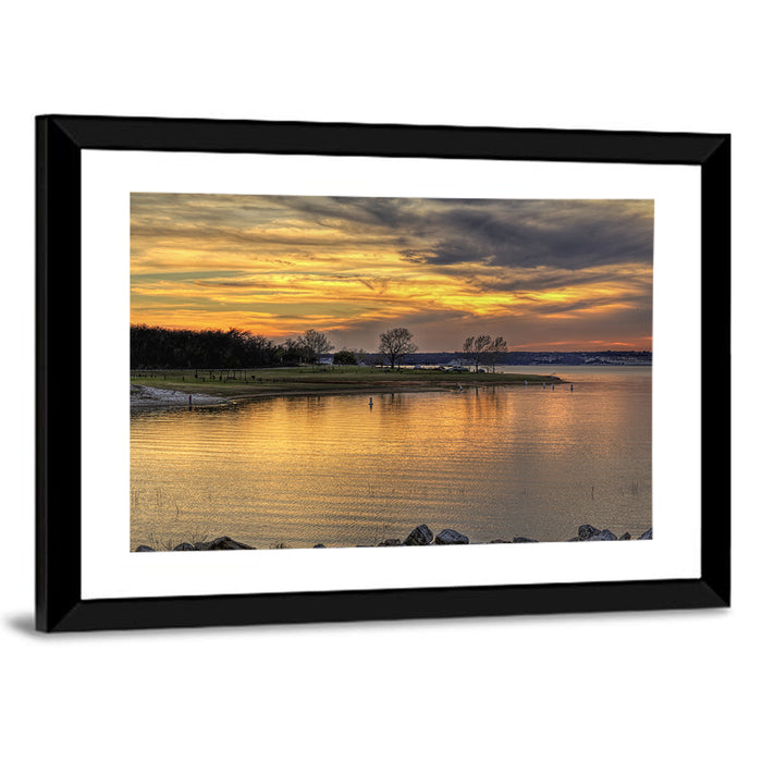 Lake Whitney Sunset Wall Art as a framed print