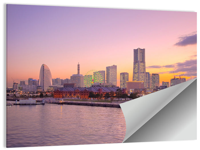 Yokohama Harbor Twilight Wall Art as a poster print