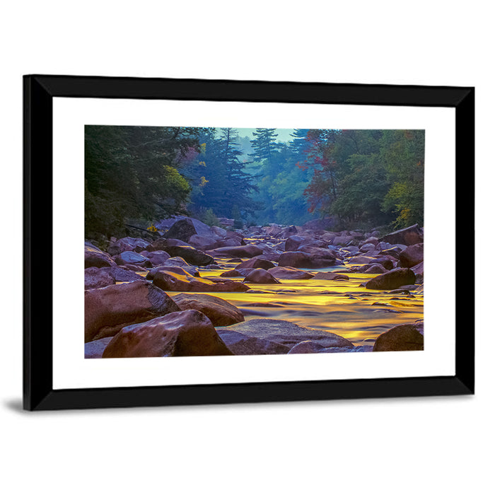 Swift River at Golden Hour, New Hampshire Wall Art as a framed print