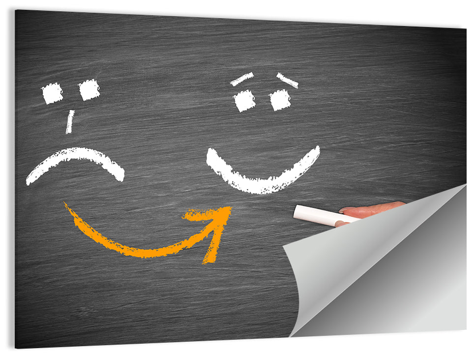 Chalkboard Mood Shift Smiley Arrow Wall Art