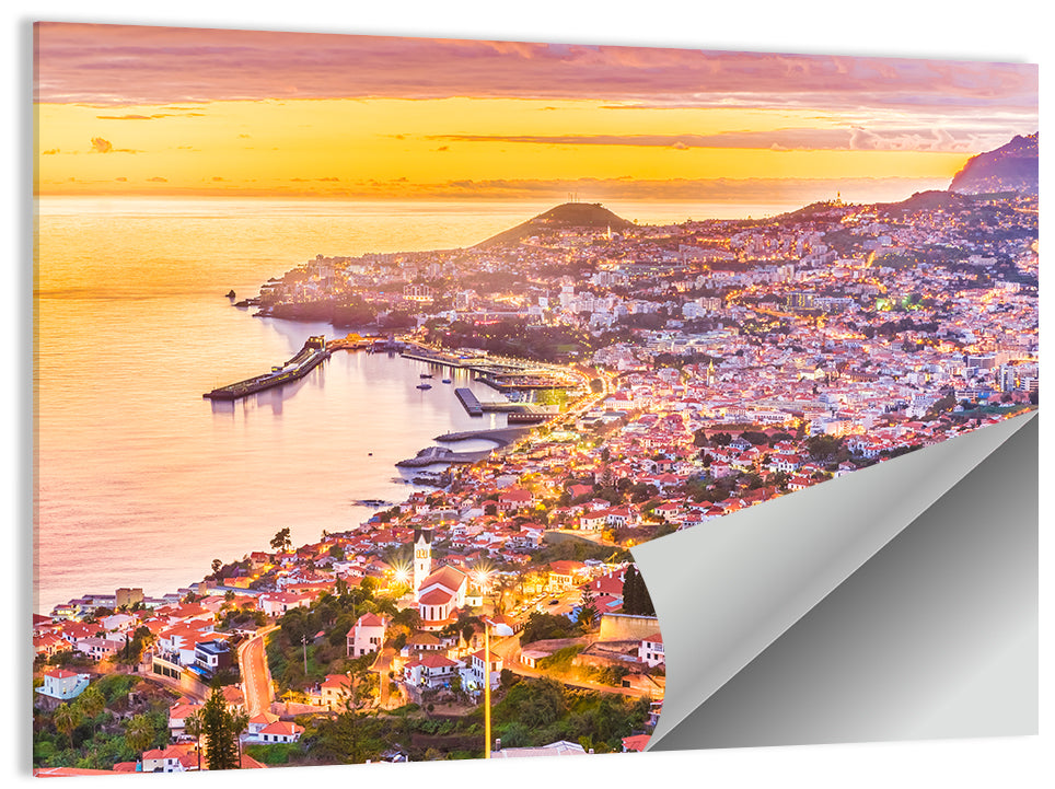 Funchal Harbor at Golden Hour Wall Art