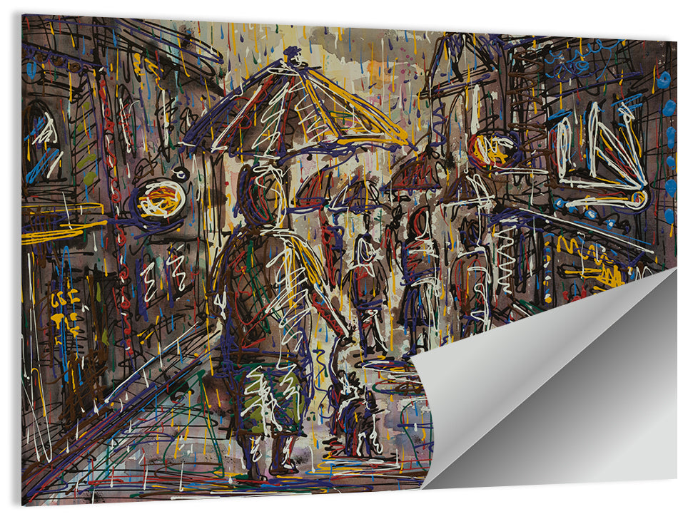 Rainy City Street Wall Art