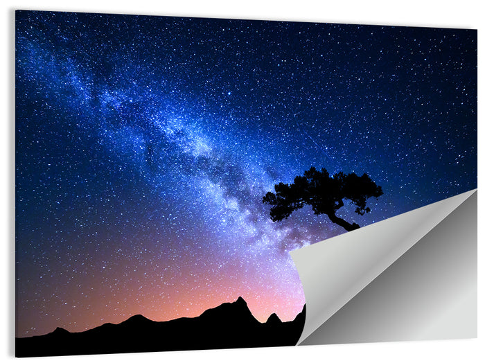 Milky Way Over Mountain Ridge Wall Art as a poster print