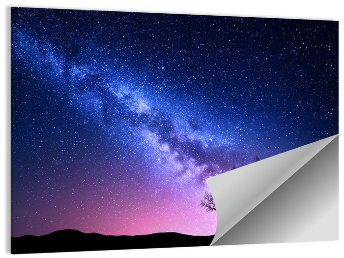 Milky Way Nebula Sky with Silhouetted Trees Wall Art as a poster print