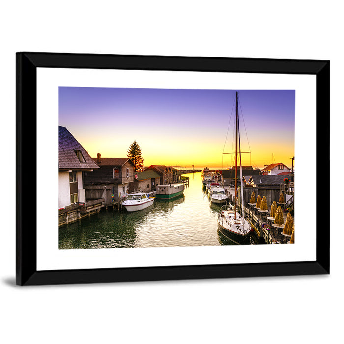 Leland Fishtown Sunset Wall Art as a framed print