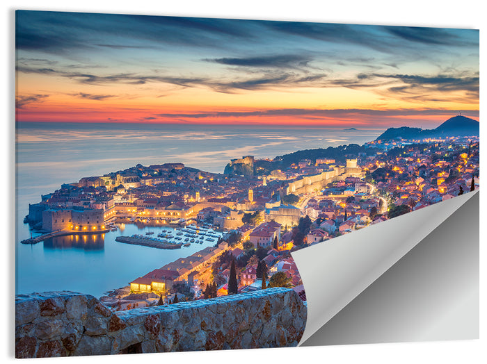 Old Town Dubrovnik at Dusk Wall Art as a poster print