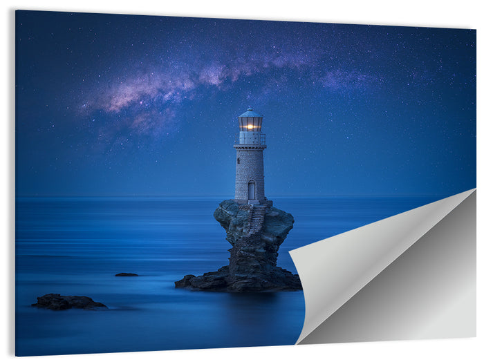 Tourlitis Lighthouse Nightscape Wall Art as a poster print