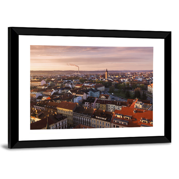 Red Tiled Rooftops at Golden Hour Wall Art as a framed print