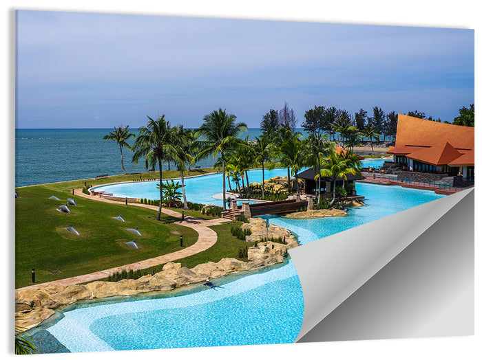 Tiered Resort Pool Horizon Wall Art as a poster print