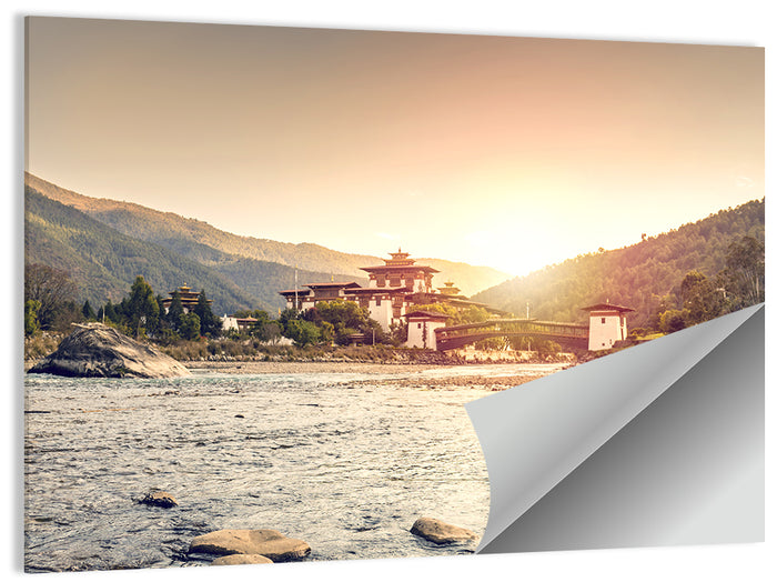 Punakha Dzong at Golden Hour Wall Art as a poster print
