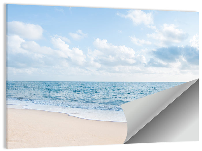 Minimalist Sandy Beach and Gentle Waves Wall Art as a poster print