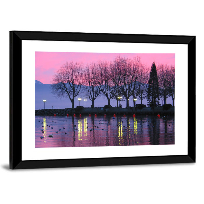 Lake Geneva Twilight Wall Art as a framed print