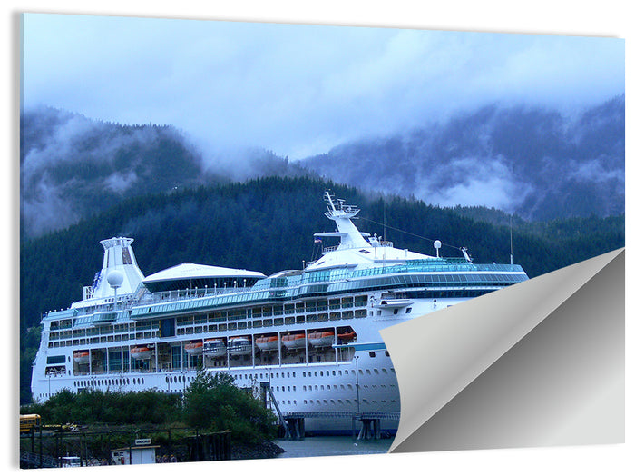 Misty Docked Cruise Ship Wall Art as a poster print