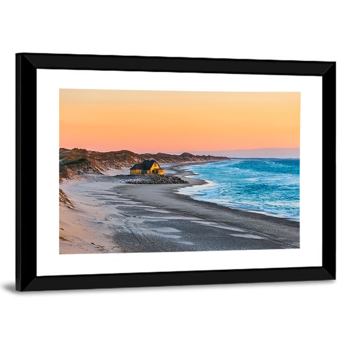 Gammel Skagen Beach House Wall Art as a framed print