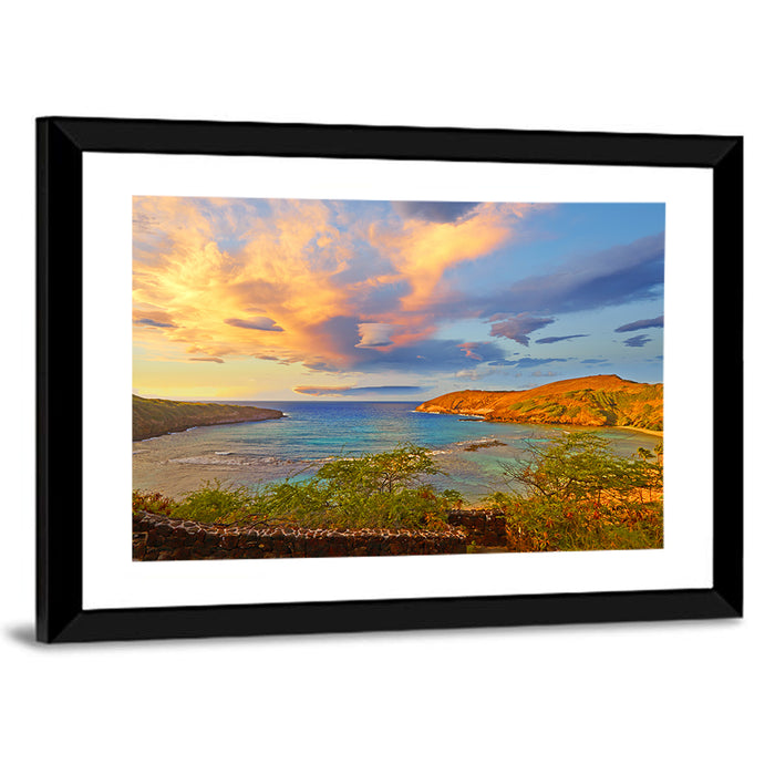 Hanauma Bay Golden Hour Wall Art as a framed print