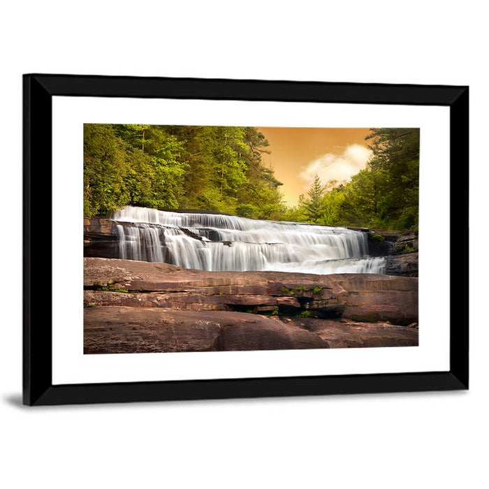Blue Ridge Waterfall at Golden Hour Wall Art as a framed print