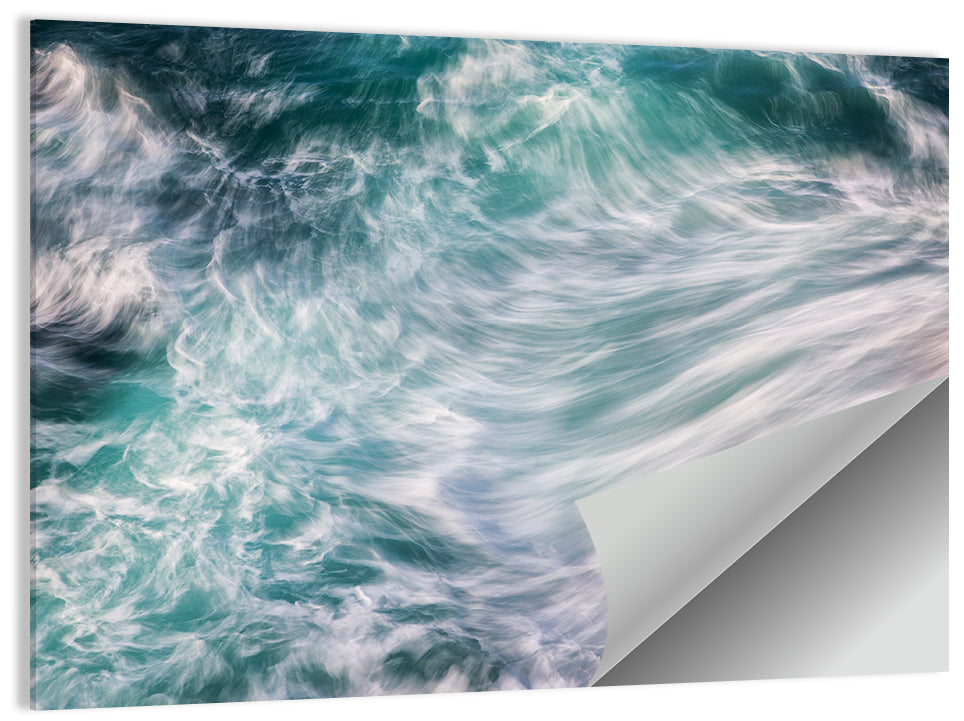 Silky Teal Ocean Waves Wall Art