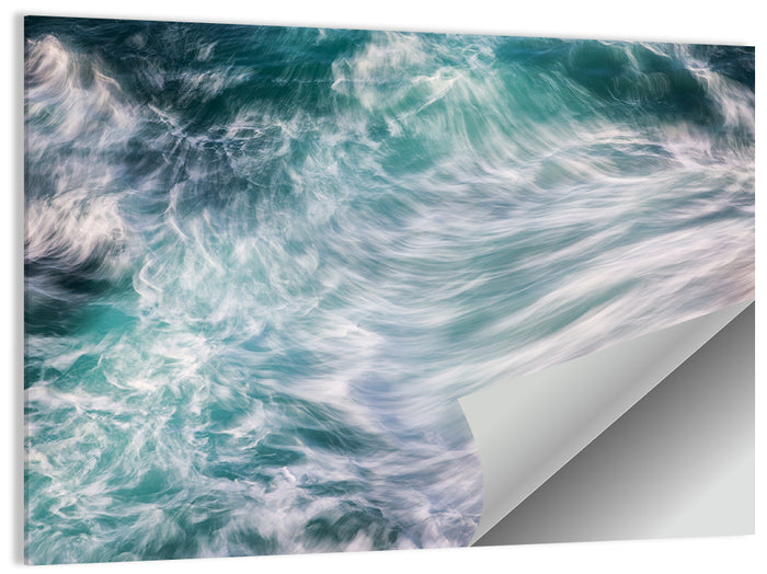 Silky Teal Ocean Waves Wall Art as a poster print