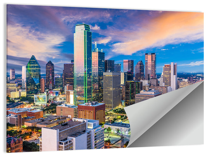 Dallas Twilight Skyline Wall Art as a poster print