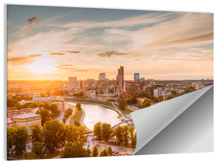 Vilnius Skyline at Golden Hour Wall Art as a poster print