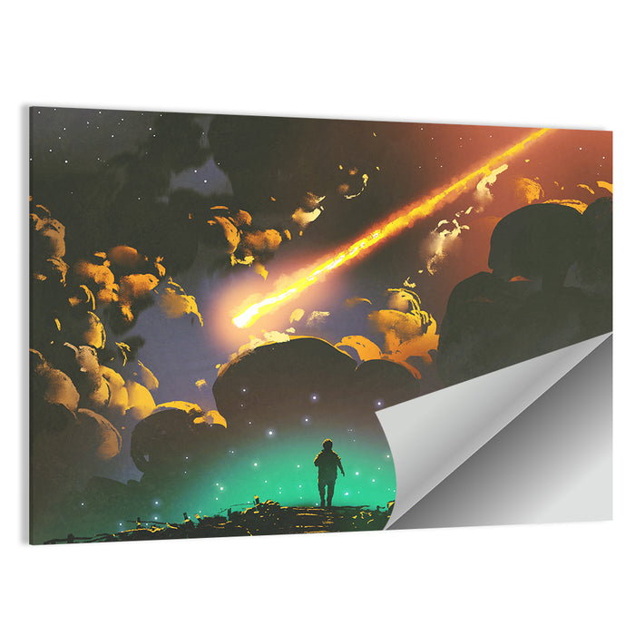Meteor in Colorful Sky Wall Art as a poster print