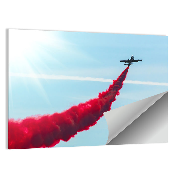 Jet with Red Smoke Trail Wall Art as a poster print