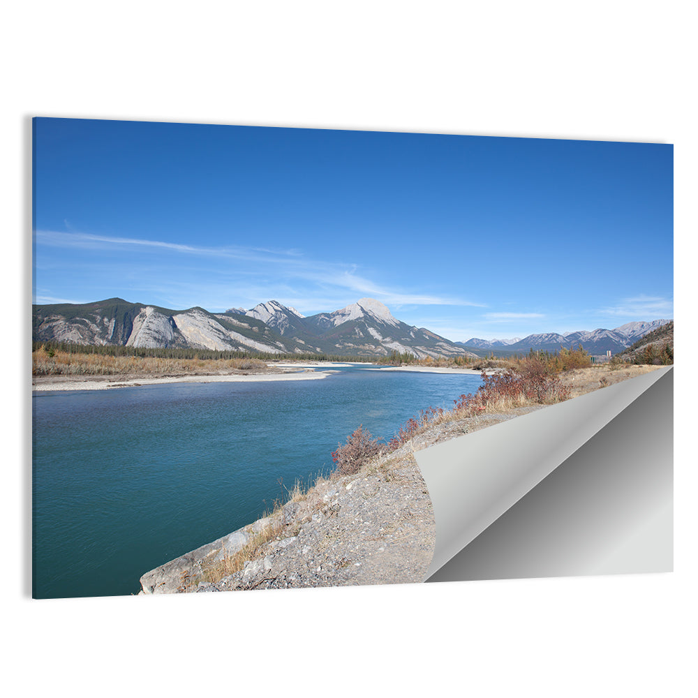 Mount Aeolus Over Athabasca Riverbank Wall Art