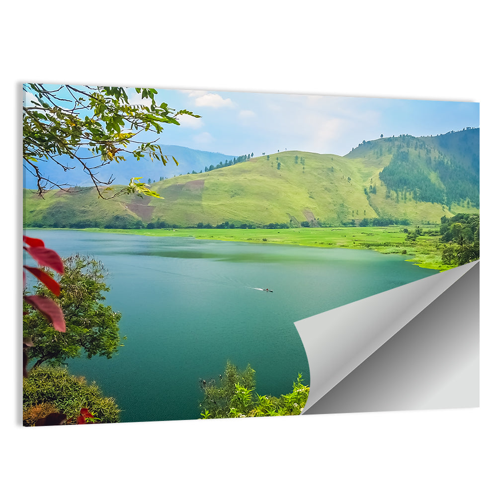Lake Toba Boat and Hills Wall Art