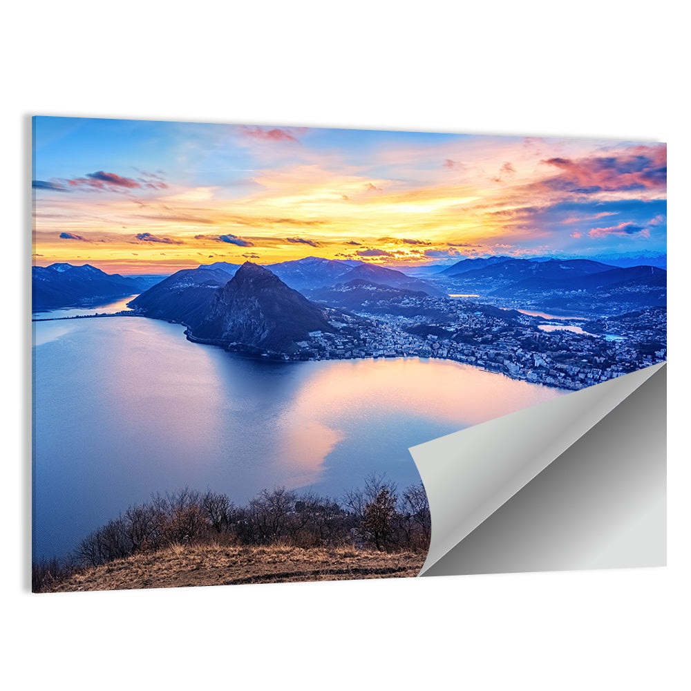 Sunset Over Lake Lugano Wall Art