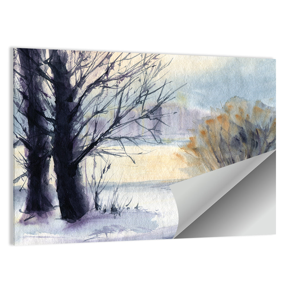 Bare Trees Winter Watercolor Wall Art