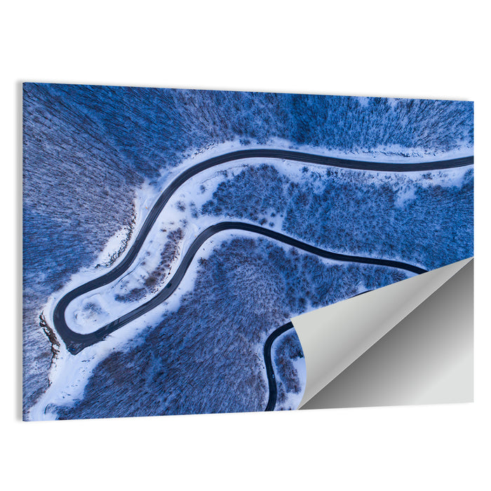Montenegro Snowy Mountain Road Wall Art as a poster print