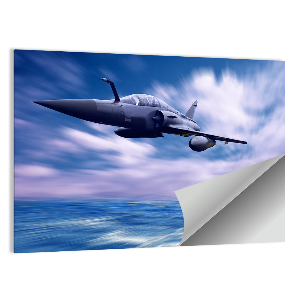 Supersonic Fighter Jet Over Ocean Wall Art