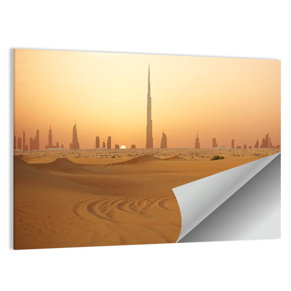 Dubai Skyline at Sunset Wall Art