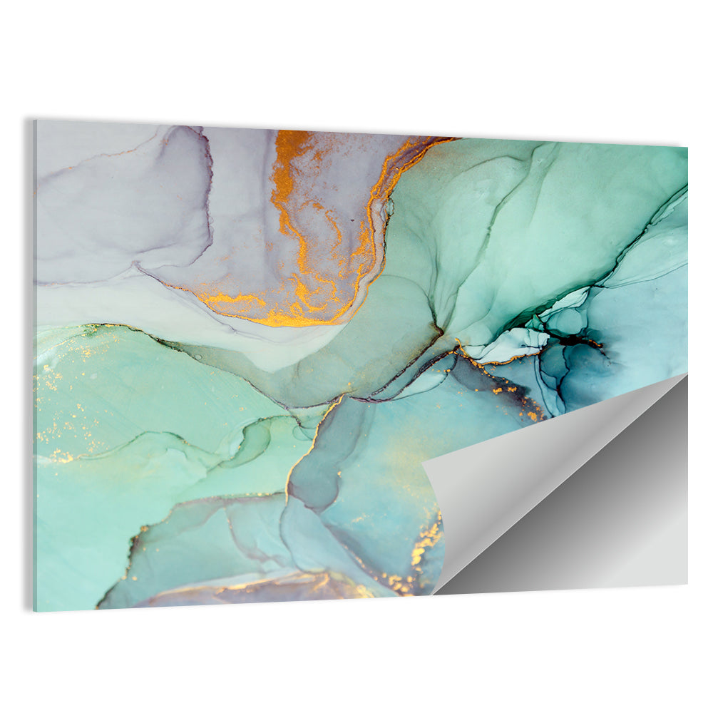 Teal Marble Geometric Abstract Wall Art