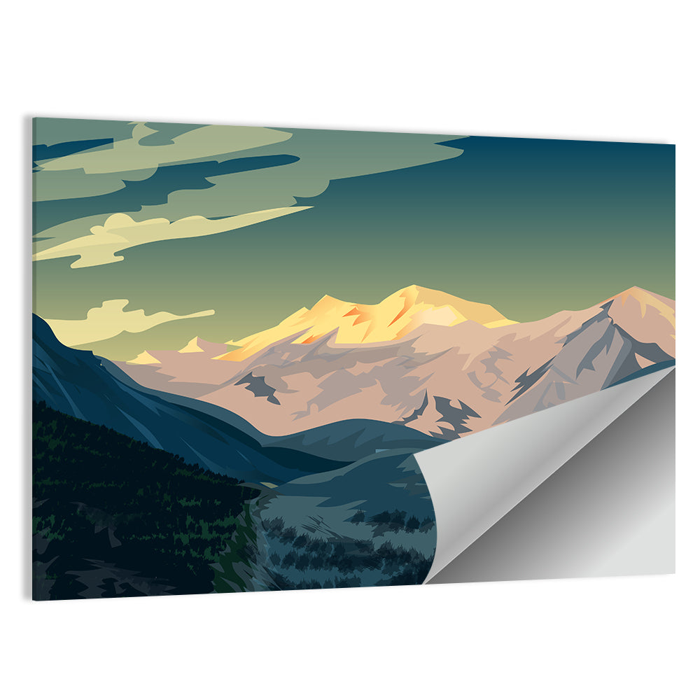 Nanga Parbat Sunrise Illustration Wall Art