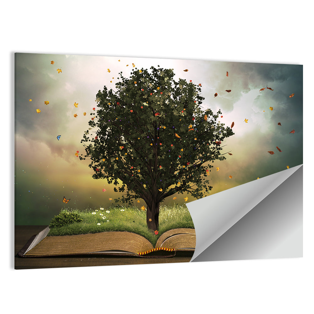 Tree Rising from an Open Bible Wall Art
