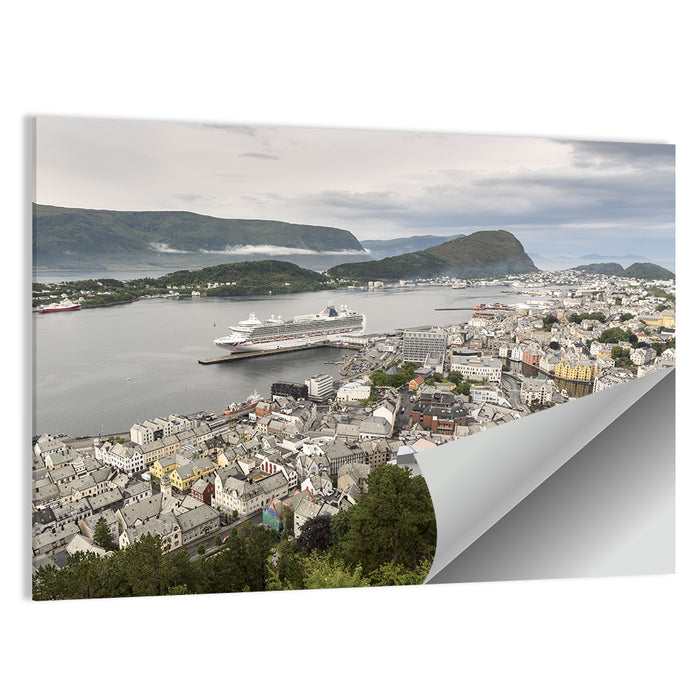 Alesund Harbor Cityscape Wall Art as a poster print