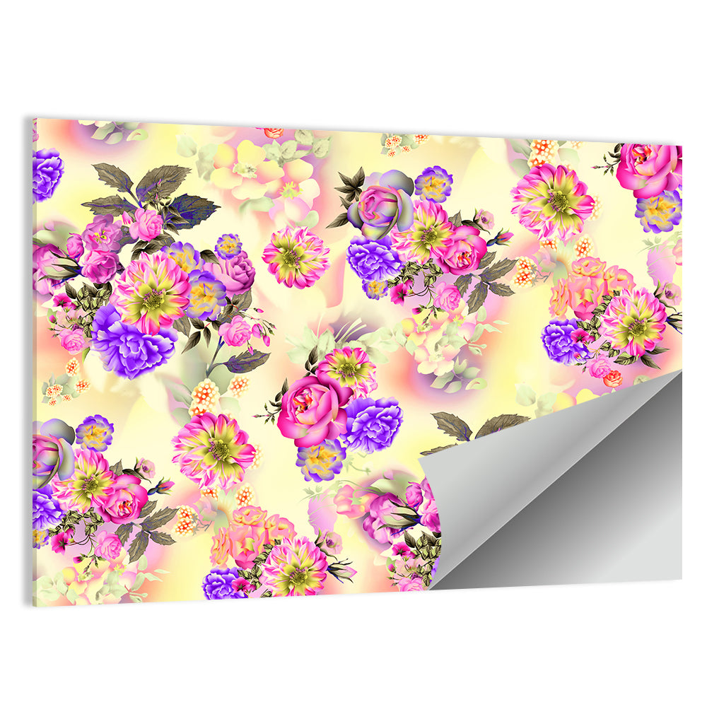 Roses and Iris Floral Pattern Wall Art