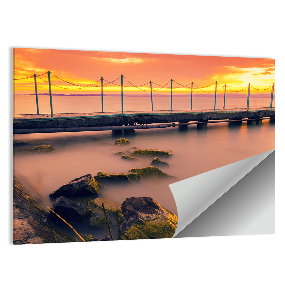 Lake Balaton Pier at Sunset Wall Art