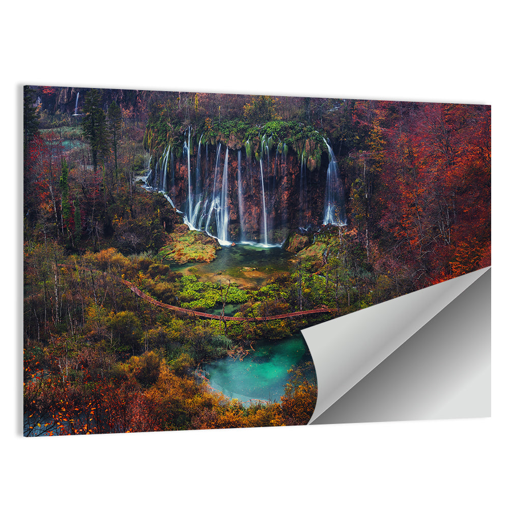 Plitvice Lakes Autumn Waterfalls Wall Art