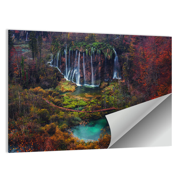 Plitvice Lakes Autumn Waterfalls Wall Art as a poster print