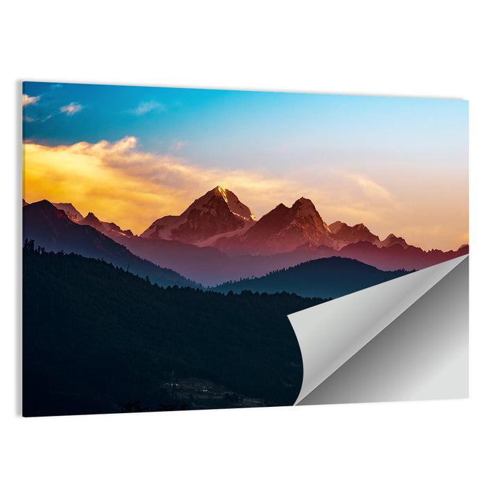 Helambu Mountain Range at Sunrise Wall Art as a poster print