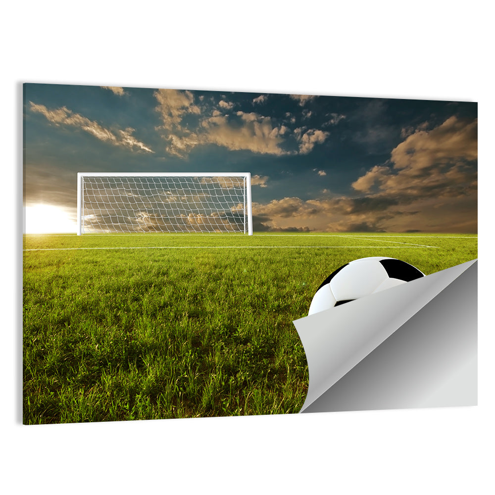 Soccer Ball at Goal, Golden Hour Wall Art