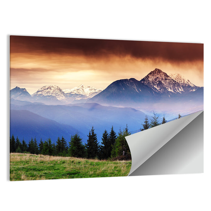 Austrian Mountain Peaks at Dusk Wall Art as a poster print