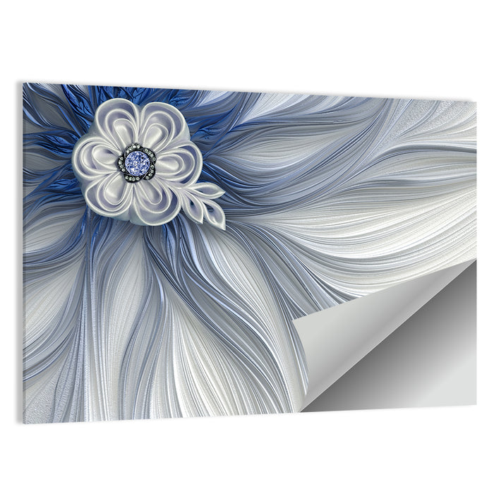 Fractal Flower with Blue Crystal Wall Art as a poster print