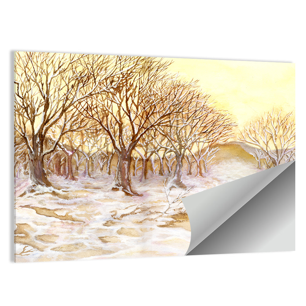 Winter Field with Snow-dusted Trees Wall Art
